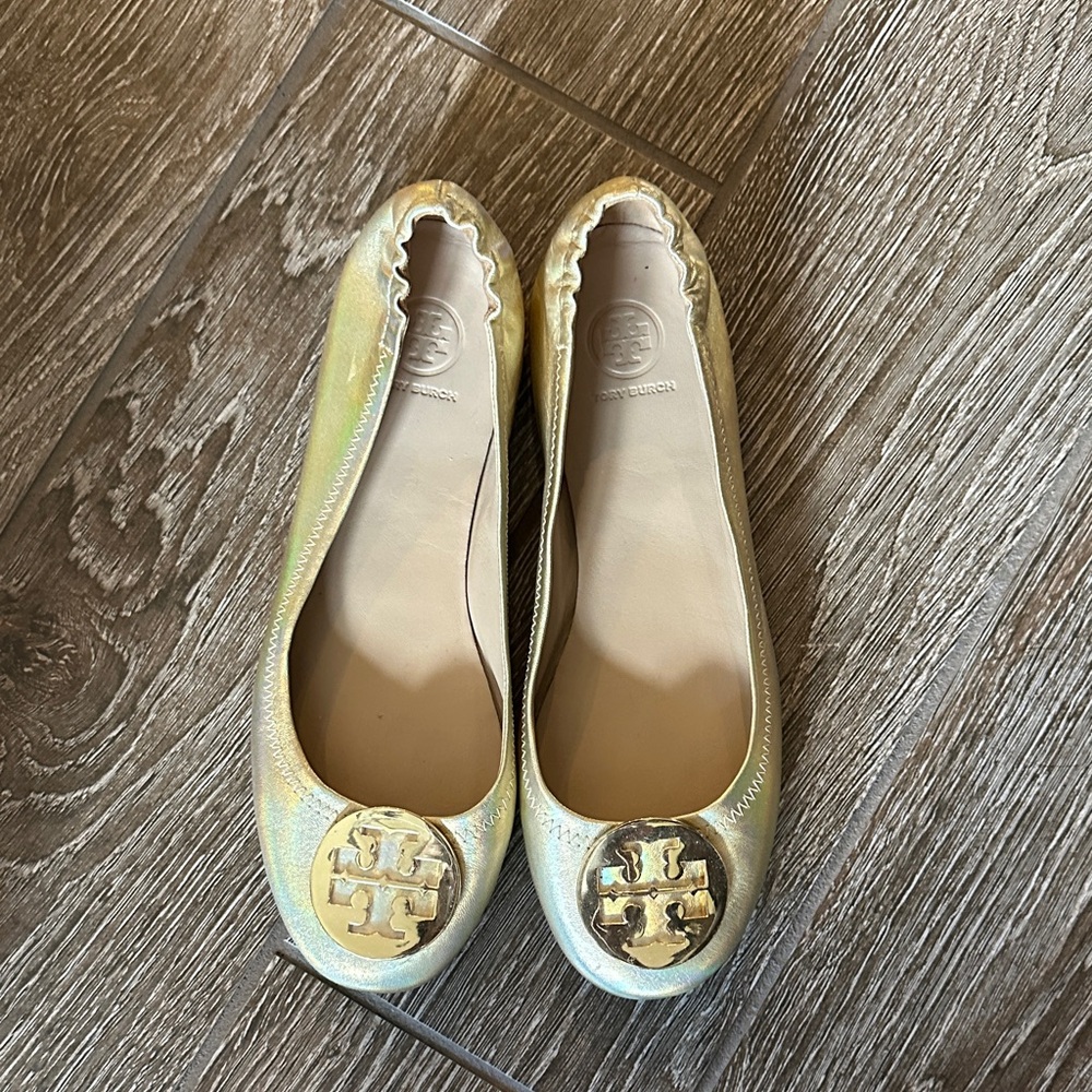 Tory Burch Metallic Gold Flats